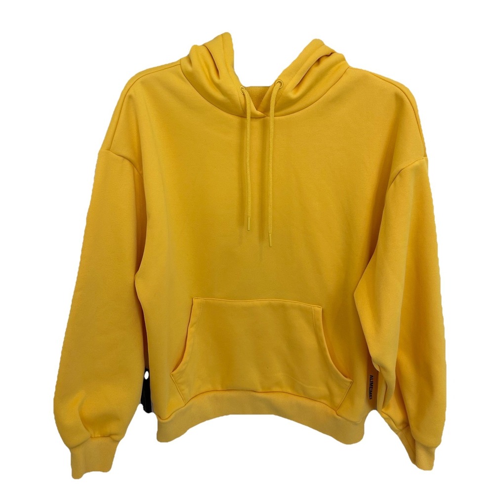Alimeimel Women's Lightweight Bright Yellow Hoodie Kangaroo Pocket Sz M NWOT